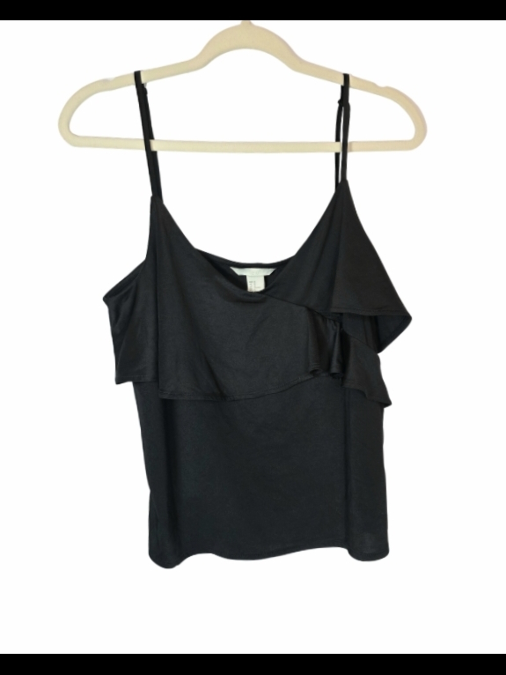 H&M Women's Black Peplum Silky Whimsigoth Ruffle Party Feminine Camisole Size M